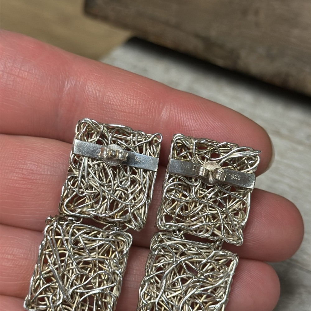 Sterling Silver 925 Great Shape Solid Mesh Wire W… - image 5